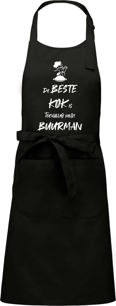Mijncadeautje - Schort - De beste kok is toevallig mijn - BUURMAN - Mooie - grappige - leuke Keukenschort - Zwart