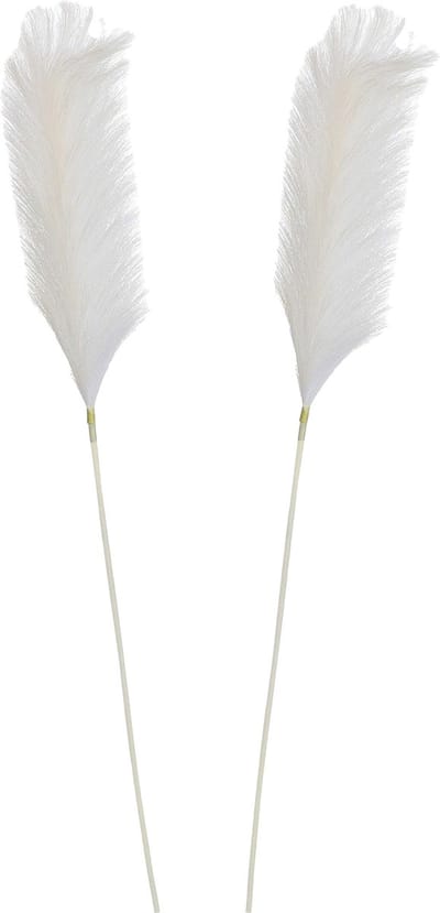 Mica Decorations Pluimgras losse steel/tak - 2x - zachtgeel - 104 cm - Decoratie kunst bloemen