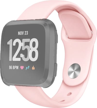 By Qubix - Compatible Fitbit bandje - geschikt voor Fitbit Versa 1 / 2 & Lite siliconen bandje - Maat: Small - Roze Smartwatchbandje bandje Armband Polsband Strap Band Watchband