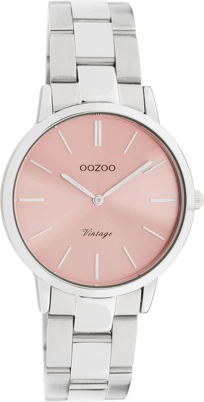 OOZOO Vintage series - zilverkleurige horloge met zilverkleurige roestvrijstalen armband - C20040 - Ø34