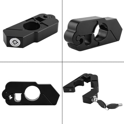 Universele CNC Aluminiumlegering Motorfiets Stuur Remhendel Slot Voertuigbeveiliging (Zwart) zwart
