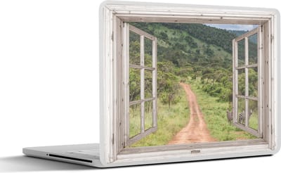 Laptop sticker - 15.6 inch - Doorkijk - Zebra - Afrika - 36x27,5cm - Laptopstickers - Laptop skin - Cover
