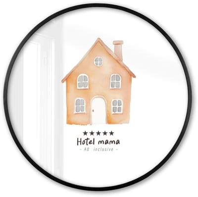 Poster in lijst Rond - Fotolijst 60x60 cm - Posters - Oranje - Huisje - Quote - Hotel - Ronde posterlijst zwart - Decoratie - Wanddecoratie woonkamer - Muurdecoratie slaapkamer