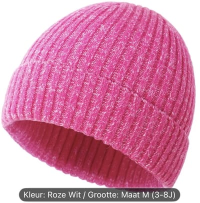 kinder winter muts roze maat m (3-8) jaar