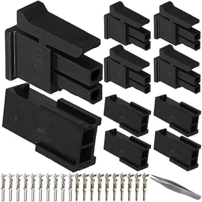 Allecto - Dubbele rij stekker set - 2 circuits - vrouwelijke en mannelijke stekkers - 4 stuks - aansluitklemmen - geschikt voor elektrische aanslui...
