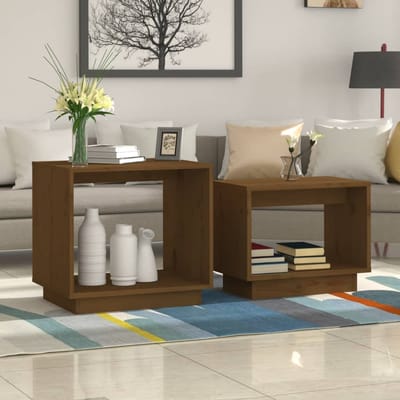 vidaXL - 2-delige - Salontafelset - massief - grenenhout - honingbruin