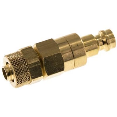Messing DN 5 Luchtkoppeling Insteeknippel 6x8 mm Push-On Double Shut-Off - CLP5-N-B-SV-6