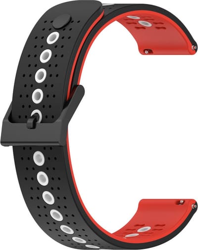 Siliconen bandje - geschikt voor Garmin Venu (2 Plus) / Venu SQ (2) / Vivomove (Style - Sport) / Vivoactive 3 / 5 / 6 / Forerunner 55 / 165 / 245 / 645 / 570 - 42mm - zwart-rood