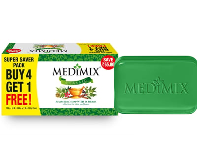 Medimix Klassieke Ayurvedische Traditioneel Gemaakte Zeep 150g (4 + 1 Combipakket) | Verrijkt met 18 Kruiden | Effectief bij Huidproblemen green