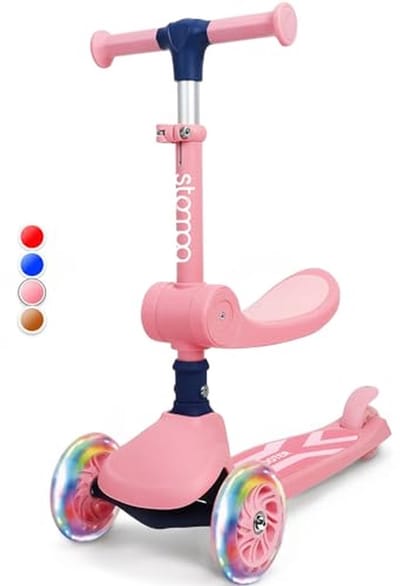 Kinderscooter 2-in-1 met LED Lichtwielen en Verstelbaar Zadel - Veilig en Veelzijdig voor Jonge Kinderen