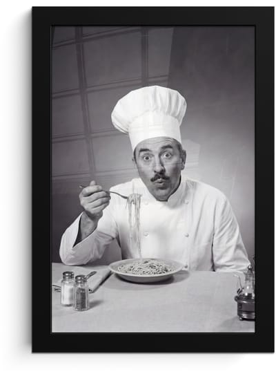 Poster in lijst - Fotolijst 20x30 cm - Posters - Chef - Spaghetti - Pasta - Posterlijst zwart - Decoratie - Wanddecoratie woonkamer - Muurdecoratie slaapkamer