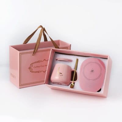 Boîte Cadeau Tasse Chaude en Céramique Bureau et Maison Tasse à Café Chauffante pour Lait Chaud Bouilloire Tasse à Température Constante 301-400ml