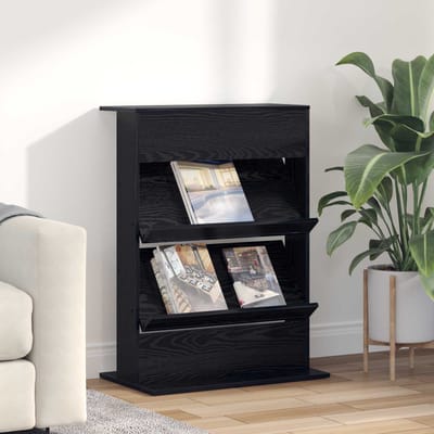 vidaXL - Tijdschriftenrek - Zwart - Eiken - 70 - x - 41 - x - 96 - cm - Bewerkt - hout