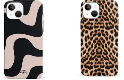 xoxo Wildhearts telefoonhoesjes Ride With Me Zwart Beige + Wild Thing – Single Layer Hard Cases met golvend en dierenprint design – luxe en stevig – geschikt voor iPhone 15