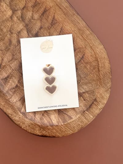 Haarspeldje Soft Hearts - Bruin - Alligator Haarspeldje - Haarspeldjes voor Meisjes - Haaraccessoires voor Kinderen