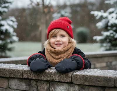 Ducksday Baby Wantjes – Warm Sherpa Fleece – Waterdicht & Winddicht – Lus met Drukknoppen – Vingerloos – Donkerblauw – 68-80