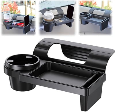 Auto Organizer – Autodeur Opbergbox & Bekerhouder voor Autodeur & Rücksitz – Autoaccessoires - Met Multifunctionele Vakken – Compact, Universeel & Lekvrij - PP & TPR - Zwart - 25.4x18.8x9.3 cm
