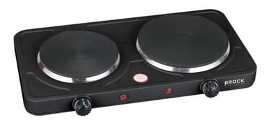 Brock Elektrische Kookplaat 2 Pits – 2500W – Compact Vrijstaand Fornuis Voor Thuis, Studio & Vakantie – Zwart