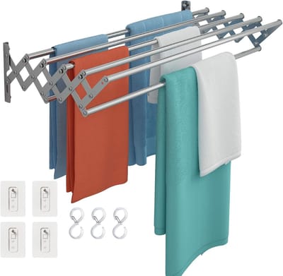 TIM® Wanddroogrek Inklapbaar - Wanddroogrek - Zilver - ‎80cm x 18cm x 10cm; 1.72 kg