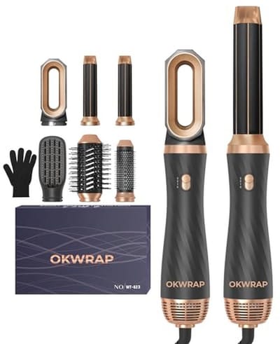 6-in-1 Airstyler Set met Ronde Borstel en Föhn voor Volumineus en Gekruld Haar