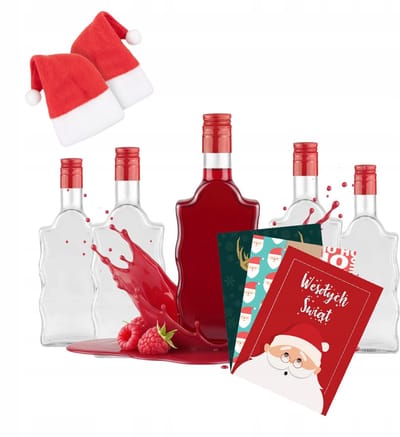 Bimberek Serie - Decoratieve Fles - Glas - 500ml - Kerstetiket