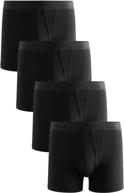 Next - Heren - Set van 4 Signature boxershorts van Supima-katoen met A-voorkant - Zwart