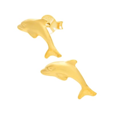 WeLoveSilver oorstekers - dolfijn - gold plated - 925 zilver