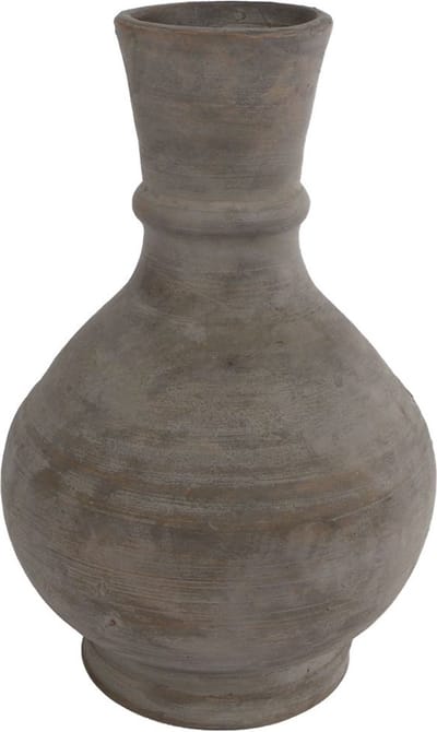 Oneiro’s Luxe Vaas Kruik "Joa" taupe aardew ø 16x16x24cm – binnen – buiten – luxe – accessoires – tuin – decoratie – bloemen – voor binnen – keramiek