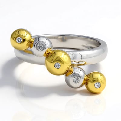 Cavill - Elegante zilveren ring met 5 briljant geslepen diamanten (0,05 ct) - 925 sterling zilver met subtiele vergulding - luxe damesring