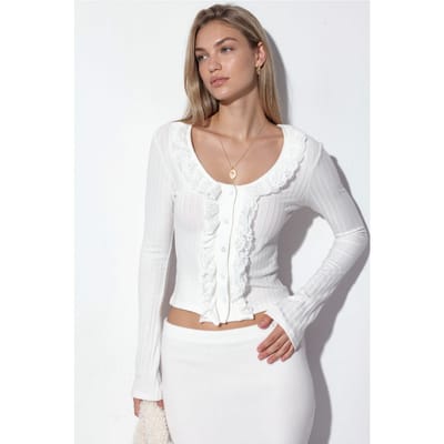 Aansluitende Geribbelde Korte Cardigan