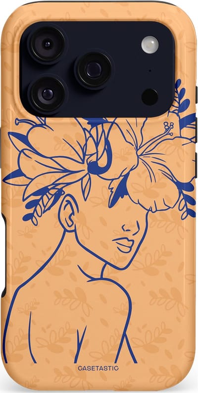 Casetastic hoesje geschikt voor Apple iPhone 17 Pro - MagSafe - Dubbellaagse bescherming - Lijn en Bloesem - Fashion Case - Perzik