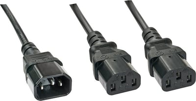LINDY Stroom Y-kabel [1x Apparaatstekker, male C14 - 2x Apparaatstekker, female C13 10A] 1.00 m Zwart