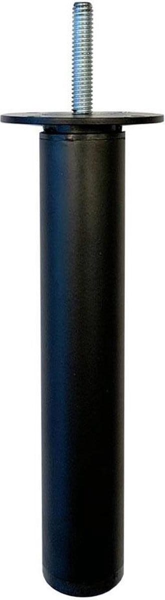Stalen verstelbare meubelpoot zwart rond ø 3 cm en hoogte 22 cm (M8) - Set van 4 stuks