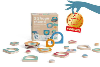 BS Toys 3-Vormen Memo - 3 Shape Memo - Toy Award Winner - memory spel - tafelspel - educatief speelgoed - FSC hout - geschikt vanaf 5 jaar