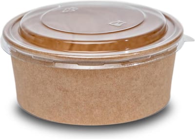 Biologische slakom 1100 ml - 50 stuks wegwerp slakommen - saladeschaal kom met deksel - kartonnen slabox kracht wegwerpschalen - bio slakom