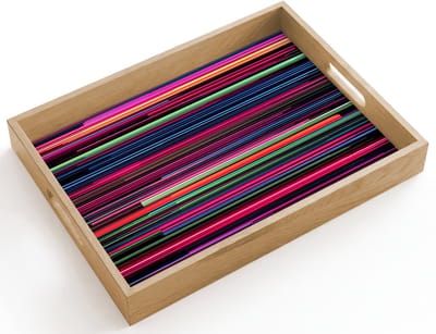 Dienblad hout 40x30 cm - Schootdienblad - Gaming - Abstract - Lijnen - Horizontaal - Kleurrijk - Borrelplank rechthoek - Plateau dienbladen