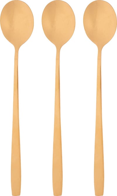 Altom Design Noble Pure Gold - Gouden Latte Lepels / Cocktail lepels 19,5 cm - 3 stuks - Dessertlepels Goud
