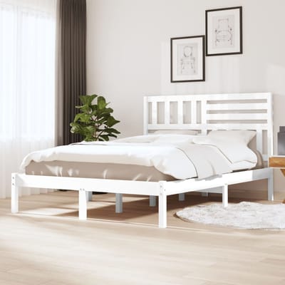 vidaXL - Bedframe - massief - grenenhout - wit - 140x190 - cm
