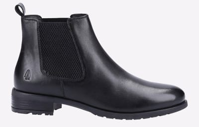 Hush Puppies Sammie Leren Dames Zwarte Platte Chelsea Laarzen