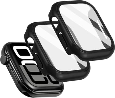 Tempered Glass Beschermhoes voor Apple Watch Series 10 (46mm) - Set van 2, Zwart, Schokbestendig en Krasvrij