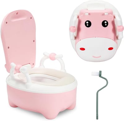 Kinderen Potje met Handgrepen en Anti-Spatbescherming - Toilettrainer - Zacht PU-kussen - Roze