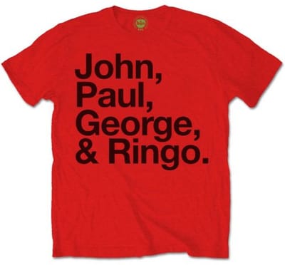 The Beatles - John, Paul, George & Ringo Heren T-shirt - S - Rood