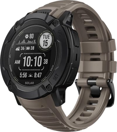 Strap-it Siliconen smartwatch bandje met gespsluiting - geschikt voor de grotere Garmin Instinct 2x (bruin)