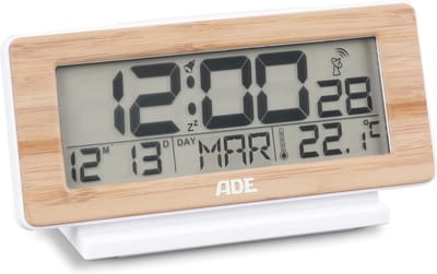 Digitale Wekker met Temperatuurweergave en Kalender in Bamboe Design - LCD-display met Snooze-functie