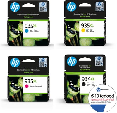 HP 935XL & HP 934XL - Inktcartridge - Origineel - Hoge capaciteit - Kleur en Zwart + Instant Ink tegoed