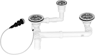 Afvoergarnituur Keuken - Spoelonderdelen Set - Keuken Installatie - Met Afloopbediening - 2x 35 inch - Geborsteld
