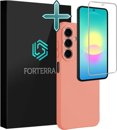 Hoesje Met Screenprotector - Geschikt voor Samsung Galaxy A27 - Sterk & Shockproof - Telefoon Hoes - Back Cover - Siliconen Case - Perzik