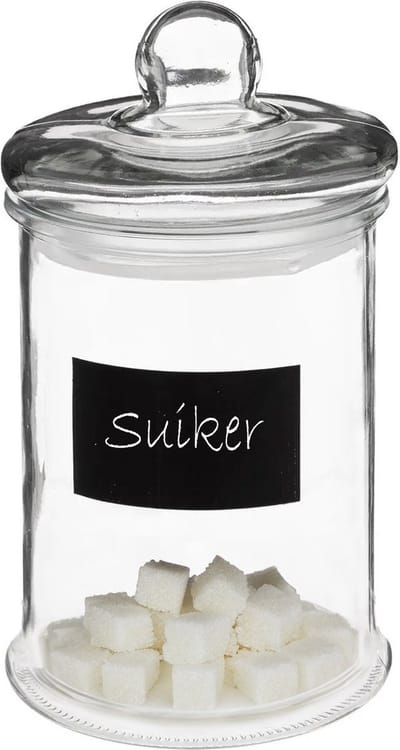 5Five Snoeppot/voorraadpot - 1,2 Liter - glas met deksel - 1200 ml - krijtvlak - Voorraadpotten met luchtdichte sluiting