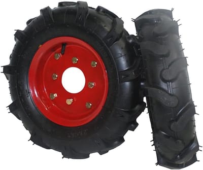 Luchtbanden - Wielen voor motorhaken - Voor tuinmachines - Met vaste assen - 400 x 8 inch - Zwart