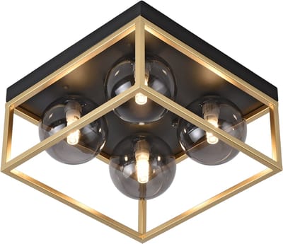 Design plafondlamp Widnes 14,5x28x28 cm 4xG9 zwart en goudkleurig